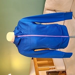 Lőle Hooded Zip-Up jacket, size Small, royal blue with violet interior